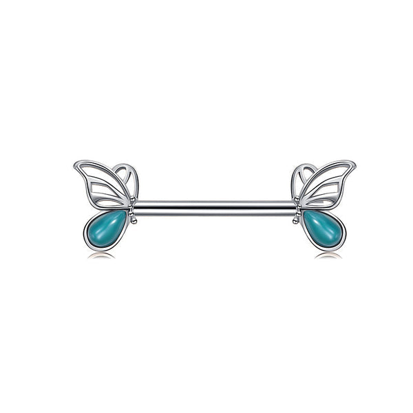 14mm Nipple Rings Straight Barbells Stainless Steel Nipplerings Butterfly design