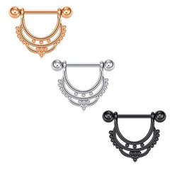 1 Pair 14mm Nipple Ring Set Stainless Steel Nipplerings Shield Piercing Jewellery 3 layers balls