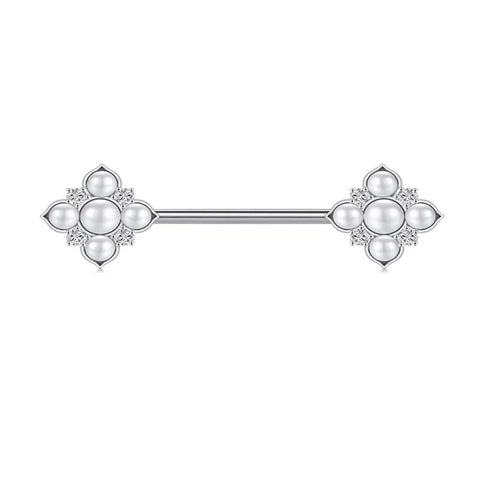 Nipple Rings Straight Barbells Surgical Steel Nipplerings Piercing Jewelry 14G 16mm Opal