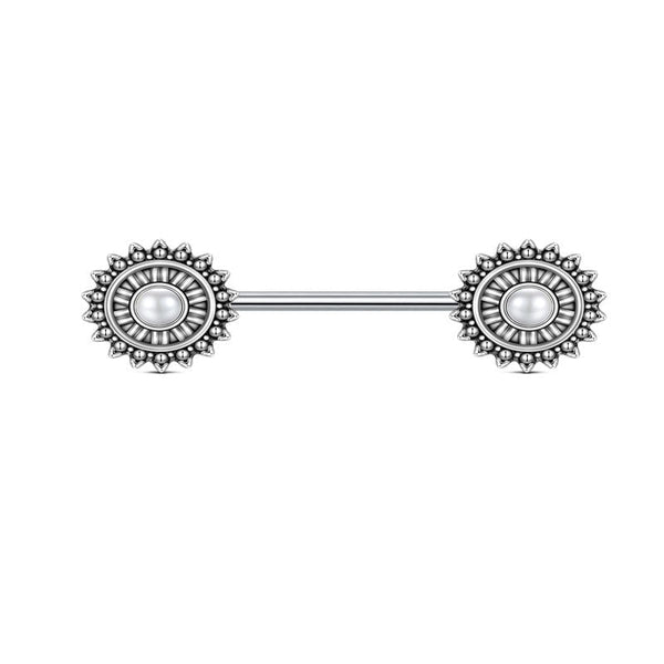 Nipple Rings with pearl Straight Barbells Piercing Jewelry 14G 14mm