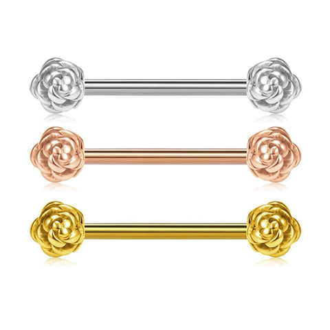 14G 16mm Nipple Rings flower design Nipplerings Piercing Jewelry Nipple Barbell