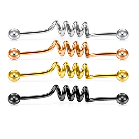Stainless Steel Industrial Barbell Piercing Silver Rosegold Black Yellow 38mm 14G External Thread