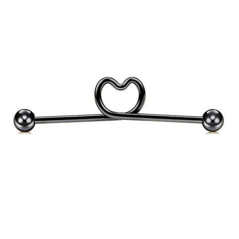 Stainless Steel Industrial Barbell Piercing with four colors 14G 38mm Heart Shape External Thread