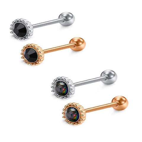 14 Gauge 16mm Tongue Rings Straight Barbells Silver rose gold with stone