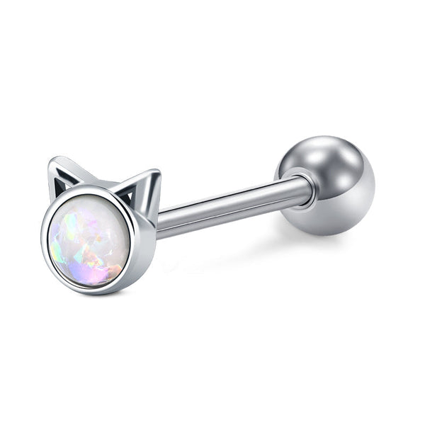 Tongue Barbell Surgical Steel Tongue Piercing Jewelry 16mm 14g Opal