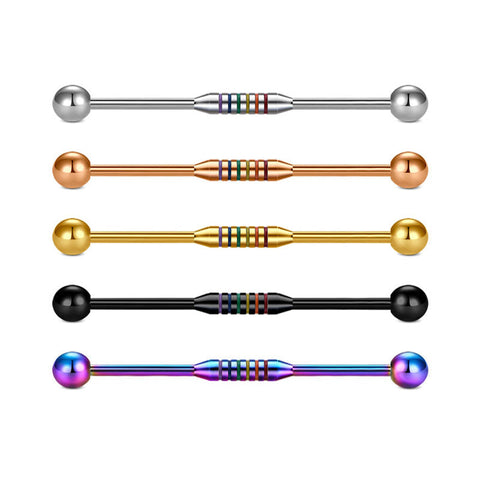 Ear ring Industrial Bars Stripes Industrial Barbell Piercing 14G 38mm External Thread