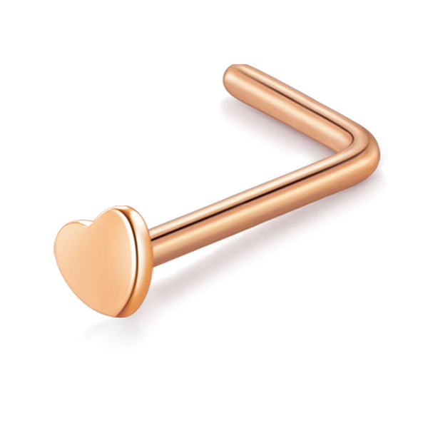 Rose Gold Heart Nose Rings