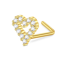 Gold Heart Nose Rings