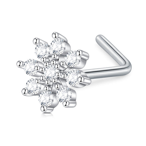 Silver Flower Nose Rings
