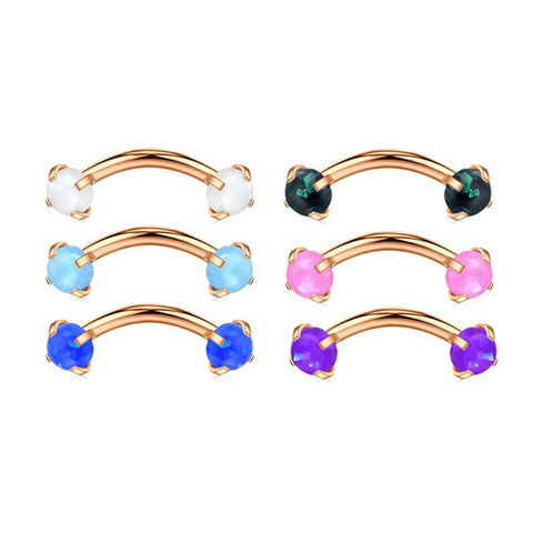 Curved Barbell 16G Opal Rook Eyebrow Piercing Jewelry Multi Color 1.2mm Curved Barbell 8mm