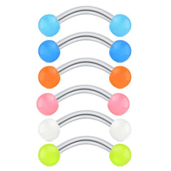 Curved Barbell 16G Rook Eyebrow Piercing Jewelry Multi Color Ball 1.2mm Curved Barbell 8MM 10MM