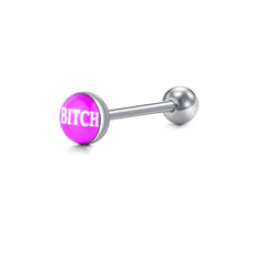 14 Gauge 16mm Tongue Rings with letter Straight Barbells Surgical Steel Tongue Piercing Jewelry