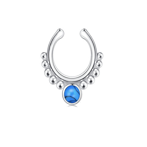 16G Point Turquoise Fake Septum Nose Ring Hoop
