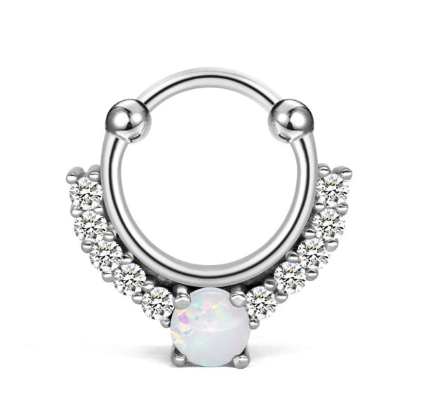 Opal 16G 10MM Septum Ring Helix Hoop Earring Nose Ring for Women