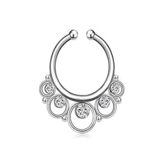 18G Five Circle Point Drill Fake Septum Nose Ring Hoop