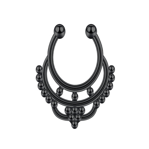 16G Double Layer Ball Fake Septum Nose Ring Hoop
