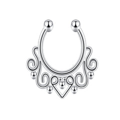 14G Lace Heart Fake Septum Nose Ring Hoop