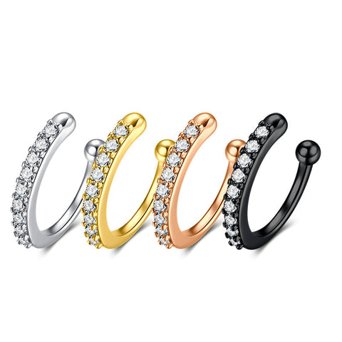 Mulit-color Semi - ring with diamonds ear clip