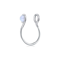 20G Small Circle Imitation Opal Fake Nose Ring Hoop