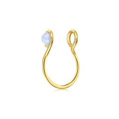 20G Small Circle Imitation Opal Fake Nose Ring Hoop