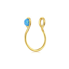 20G Small Circle Imitation Opal Fake Nose Ring Hoop