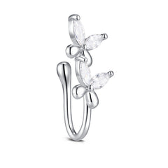 16G Spot drill Double Butterfly Fake Nose Ring Hoop