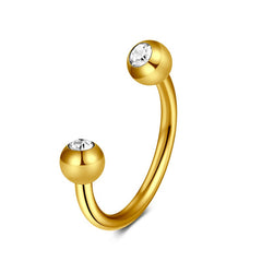 16G Gold Septum Ring Inlaid CZ Horseshoe Helix Earring
