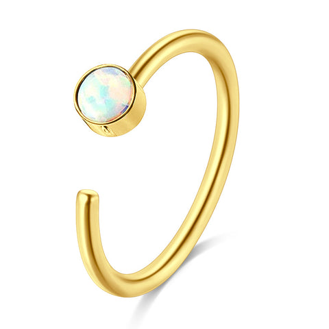 Opal Nose Hoop With Stud Surgical Steel, Nose Stud, Nose Ring 22g 20g 18g  16g, Nose Pin, Nostril Piercing, Nose Jewelry, Nose Hoop - Etsy
