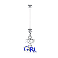 Pregnancy Belly Rings 14G Girl Pendant Acrylic 25MM Blue Red Available