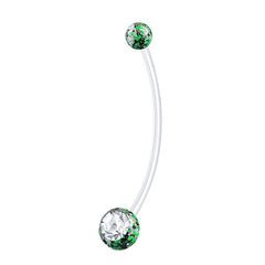 14G Double Colorful Ball Inlaid CZ 25MM 38MM Pregnancy Belly Rings Muti-Color Available