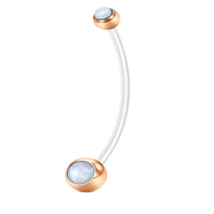 14G Double Synthetic Opal Inlaid Pregnancy Belly Rings 25MM 38MM Muti-Color Available
