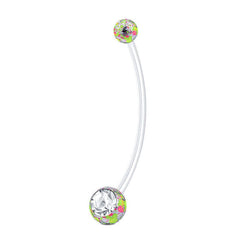 14G Double Colorful Ball Inlaid CZ 25MM 38MM Pregnancy Belly Rings Muti-Color Available