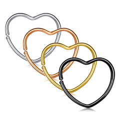 Nose Rings Hoop 20G 10MM Heart Shape Nose Hoop Ring Stainless Steel Hoop Nose Rings for Women