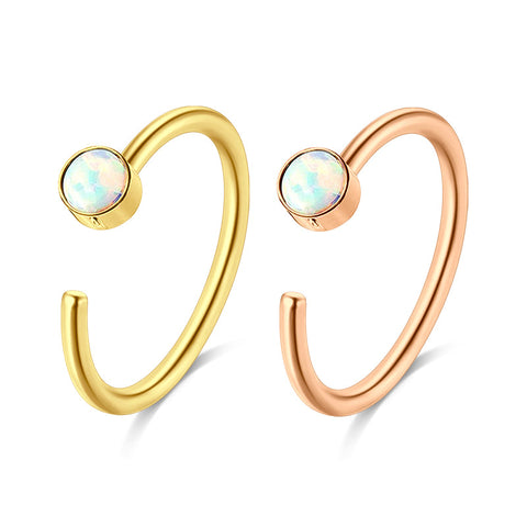 White Opal Ear Cartilage Daith Helix Tragus Nose Rings | Opal nose ring, Nose  hoop, Nose piercing jewelry