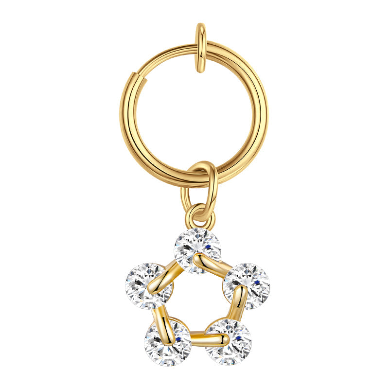 CZ Star Fake Belly Ring Non Piercing Clip On Ring For Fake Navel Pierc
