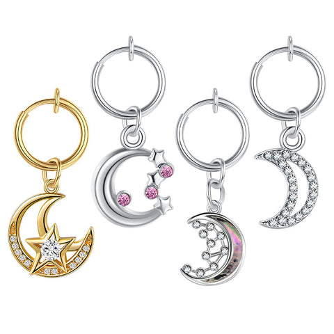Moon Dangle Clip On Belly Button Rings Fake Navel Piercing Fake Belly Rings Non Piercing