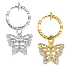 CZ Butterfly Fake Belly Ring Non Piercing Clip On Ring For Fake Navel Piercings Jewelry