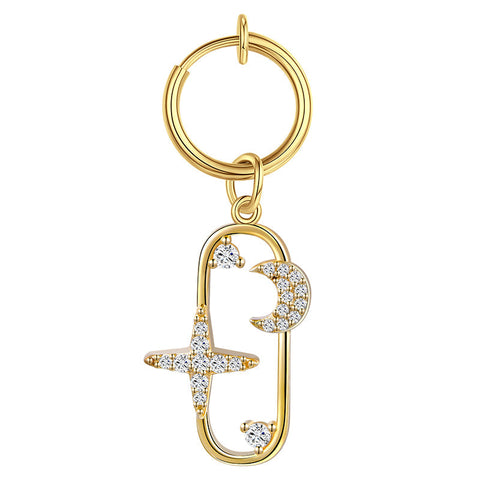 Gold Moon Fake Belly Ring Clip On Belly Button Rings Fake Navel Piercing Non Piercing