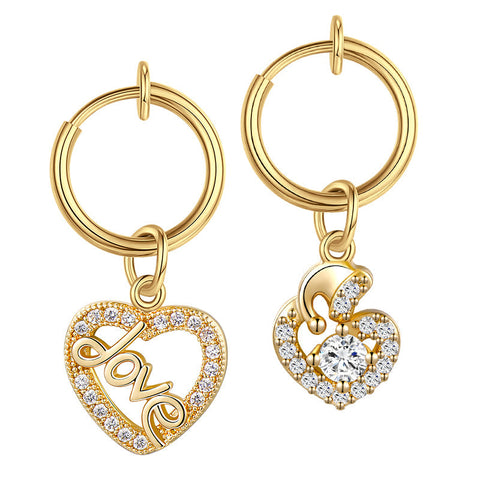 Gold Heart Dangle Clip On Belly Button Rings Fake Navel Piercing Fake Belly Rings Non Piercing