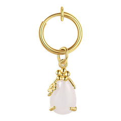 White Gem Inlaid Dangle Fake Belly Ring Clip On Belly Button Rings Fake Navel Piercing
