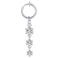 Triple CZ Crystal Pendant Fake Belly Ring Non Piercing Clip On Navel Ring For Women Fake Navel Piercings Jewelry