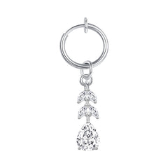 Crystal Flower Leaf Fake Belly Ring Non Piercing Clip On Navel Ring Fake Piercings Jewelry