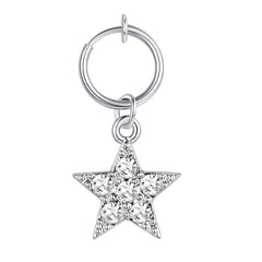 Fake Belly Ring With CZ Star Dangle Clip On Fake Belly Button Ring No Pierced Navel Ring
