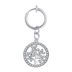 Life Tree Fake Belly Ring With CZ Inlaid Clip On Fake Navel Non Piercing Jewelry