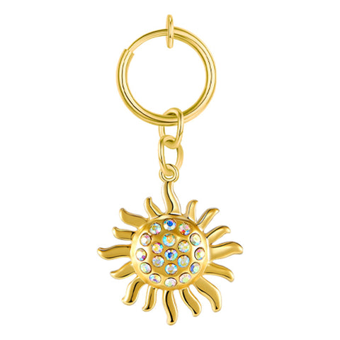 Gold Sun Fake Belly Ring Clip On Belly Button Rings Fake Navel Piercing Non Piercing