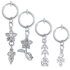 Crystal Flower Leaf Fake Belly Ring Non Piercing Clip On Navel Ring Fake Piercings Jewelry
