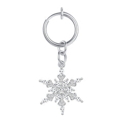 Fake Belly Ring Snowflake Dangle No Pierced Clip On Navel Ring Fake Piercings Jewelry