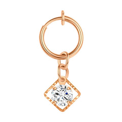 Fake Belly Ring With Square CZ Dangle Clip On Belly Button Rings Fake Navel Piercing