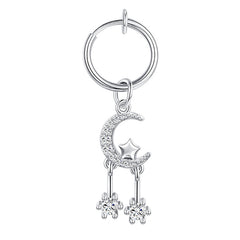 Fake Belly Ring With Moon Pendant Non Piercing Clip On Navel Ring For Women Fake Navel Piercings Jewelry