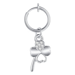 Fake Belly Ring With Lucky Clover Clip On Fake Belly Button Ring No Pierced Navel Ring